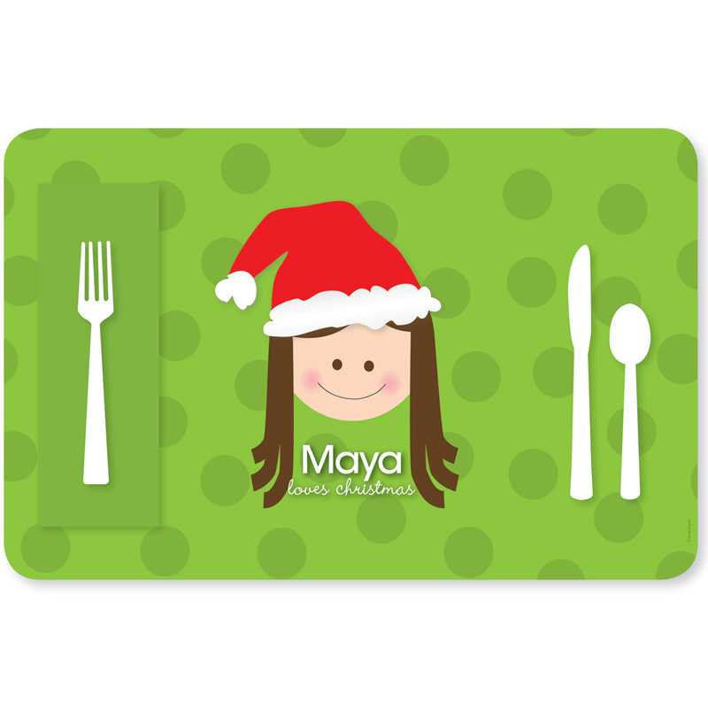 Santa's Hat Girl Kids Placemat
