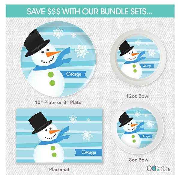 Blue Mr. Snowman Kids Placemat
