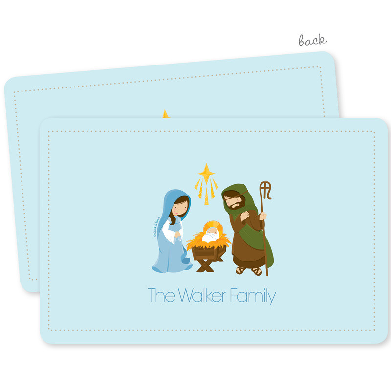 Sweet Blue Nativity Holiday Placemat
