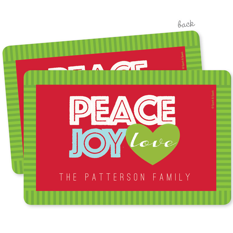 Peace, Joy and Love Holiday Placemat