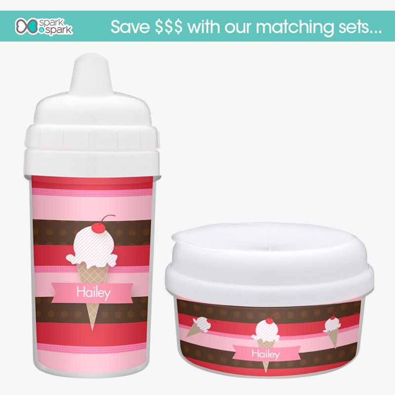 Strawberry Cone Personalized Sippy Cups