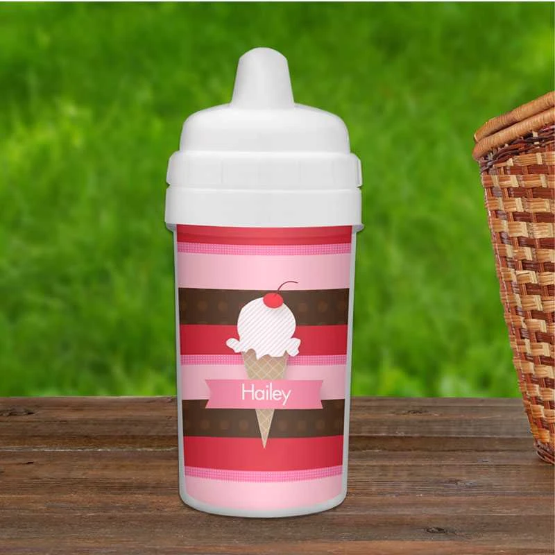 Strawberry Cone Personalized Sippy Cups
