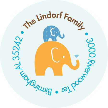 Kid Address Labels Mommy And Baby Elephant