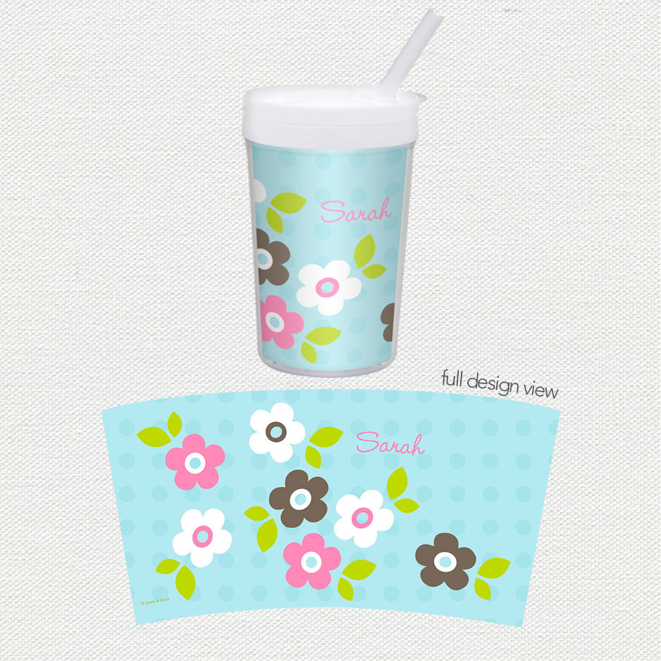 Preppy Flowers Blue Toddler Cup