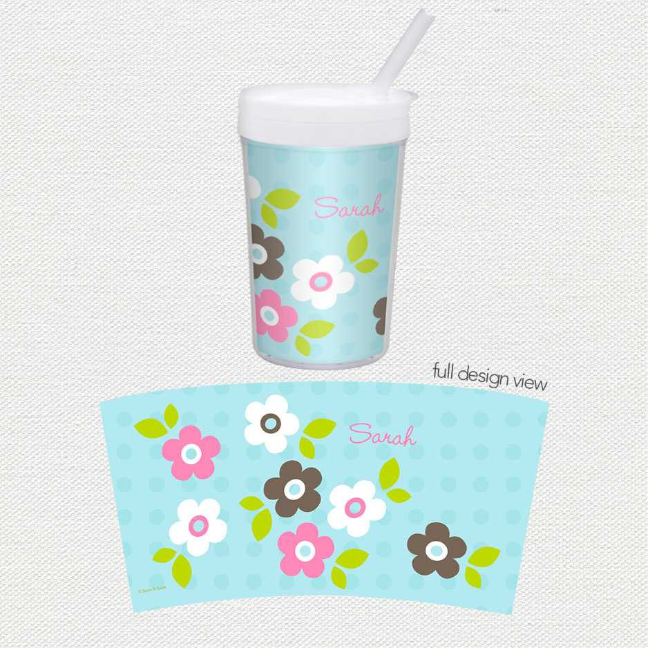 Preppy Flowers Blue Toddler Cup