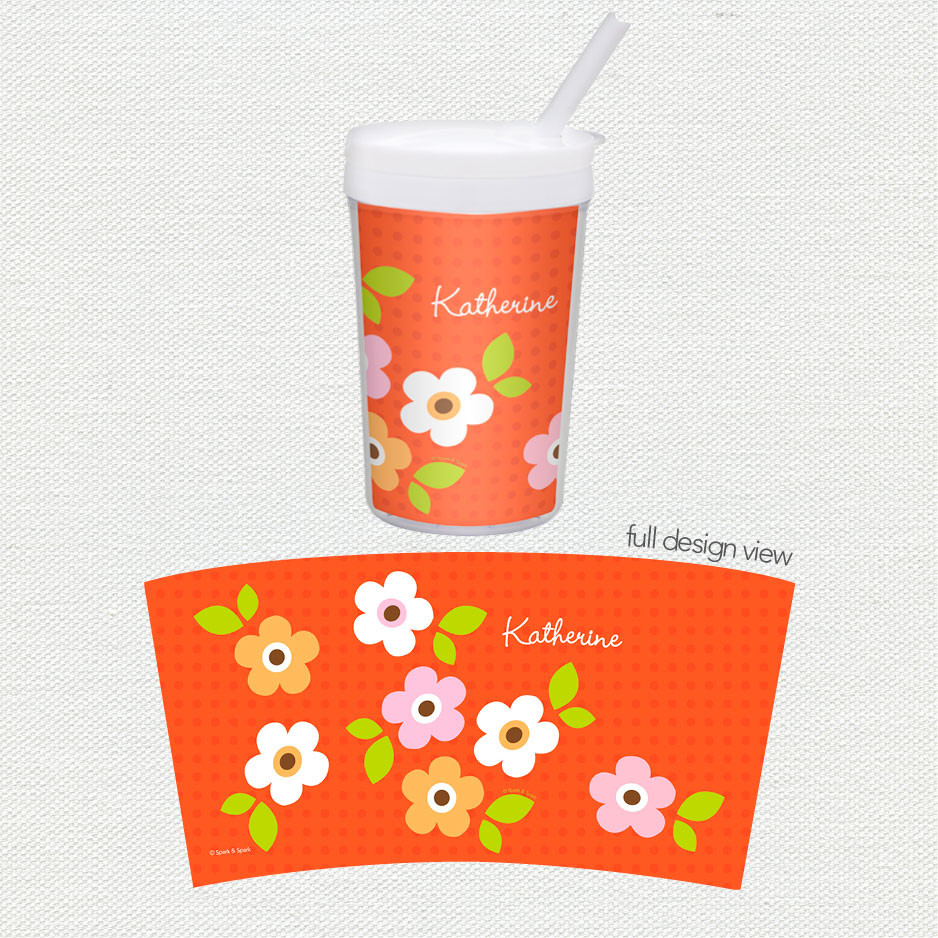 Preppy Flowers Orange Toddler Cup