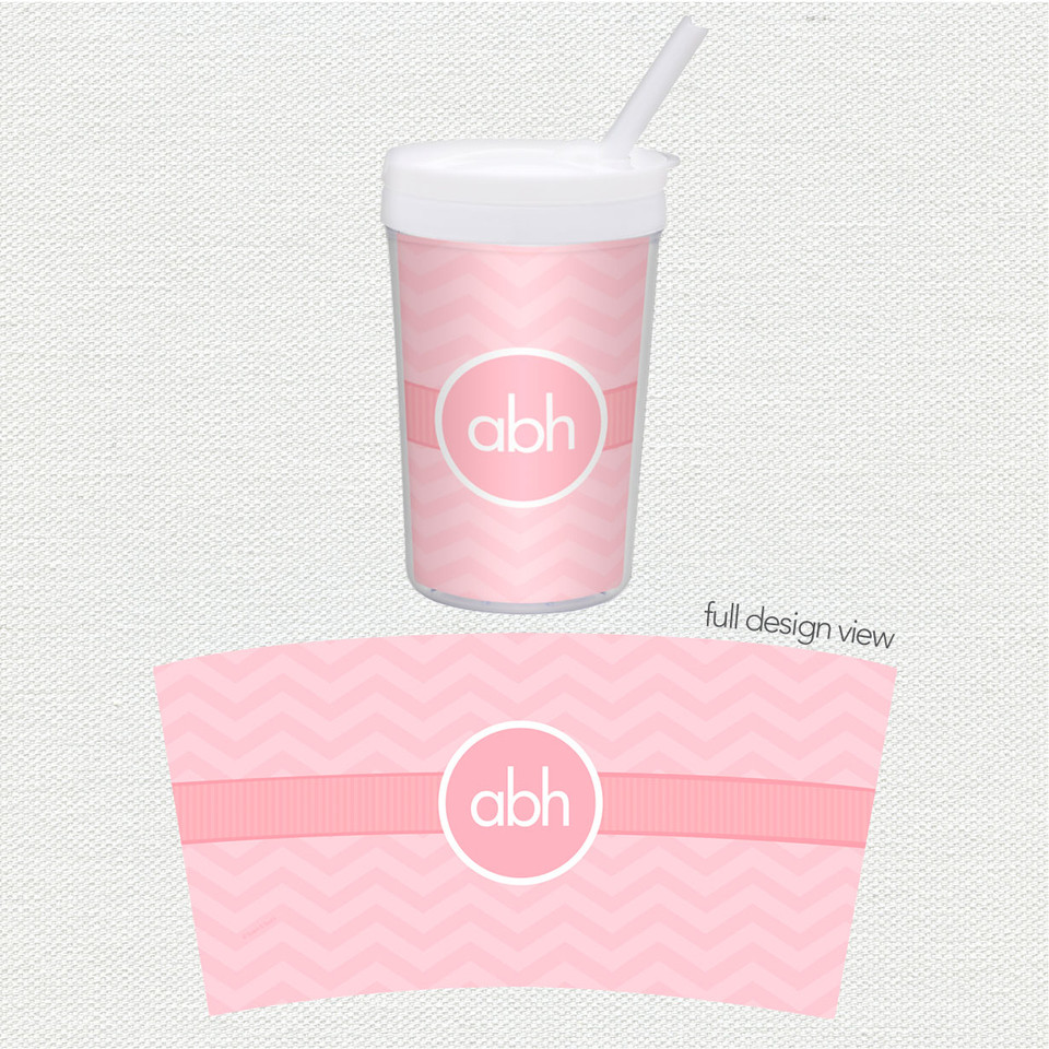 Initials on Chevron Toddler Cup