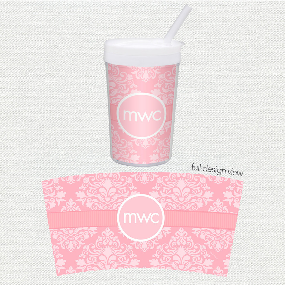 Pink Sweet Damask Toddler Cup