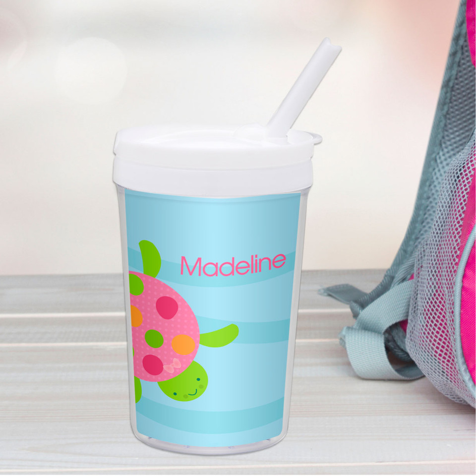 Swimming Pink Turtle Custom Kids Cups