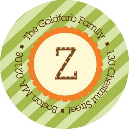 Baby Address Labels Big Bold Letter Orange