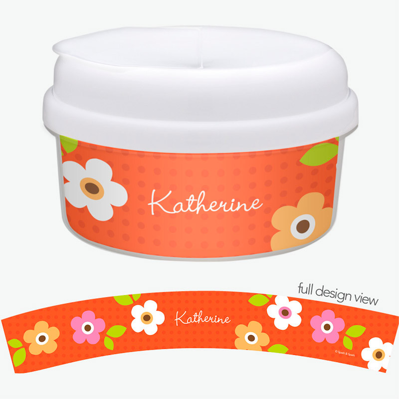 Preppy Flowers Orange Customized Snack Bowl