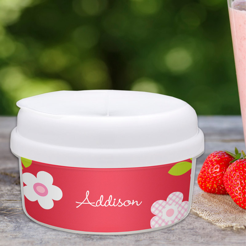 Preppy Flowers Red Custom Snack Bowl