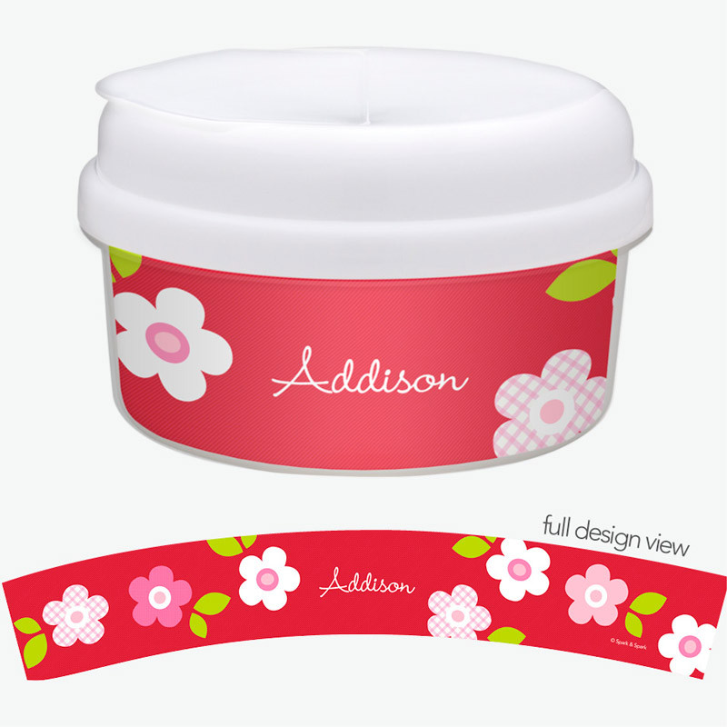 Preppy Flowers Red Custom Snack Bowl
