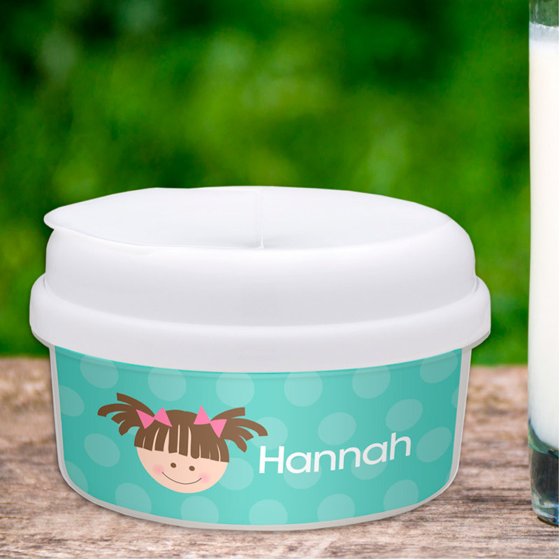 Just Like Me Girl Turquoise Personalized Snack Bowls