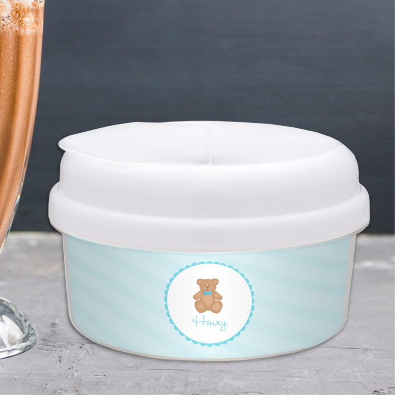 Cute Blue Teddy Bear Personalized Snack Bowls