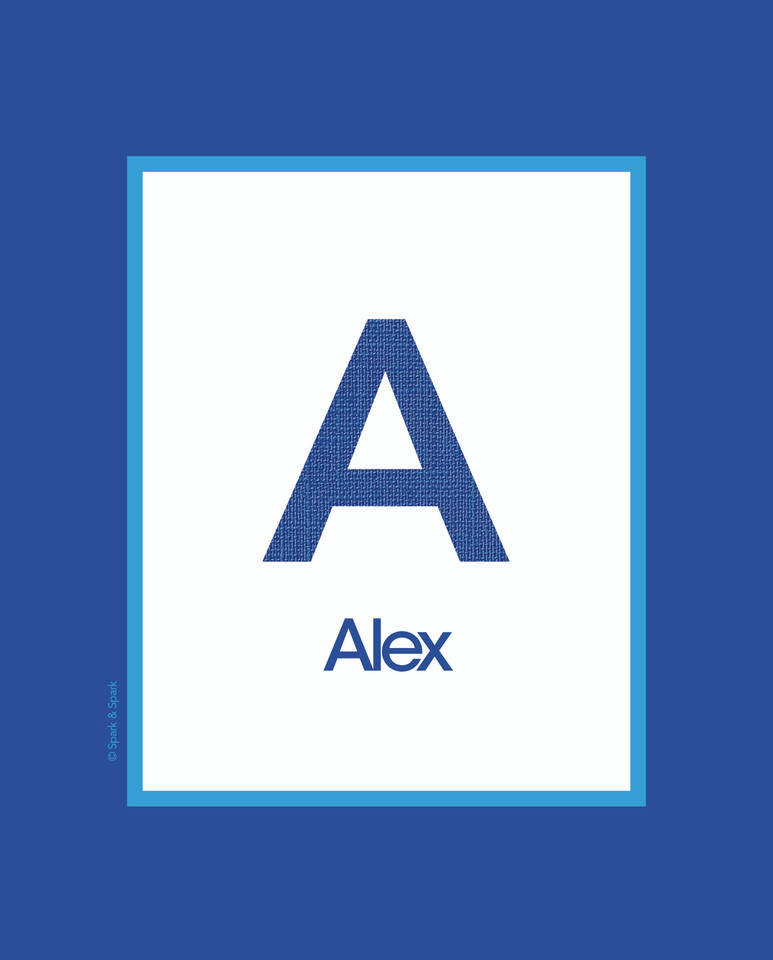 A Linen Blue Letter Kids Wall Art