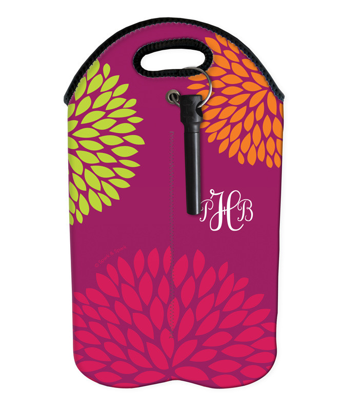 Pom Pom Flowers Magenta Wine Tote