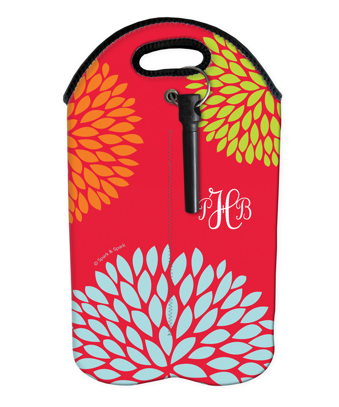 Pom Pom Flowers Red Wine Tote