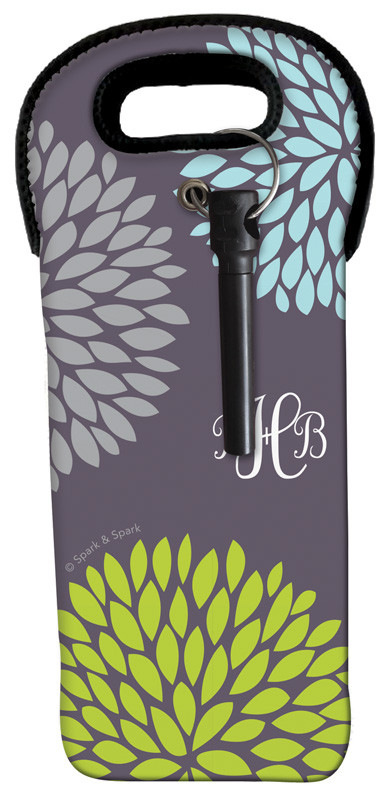 Pom Pom Flowers Grey Wine Tote