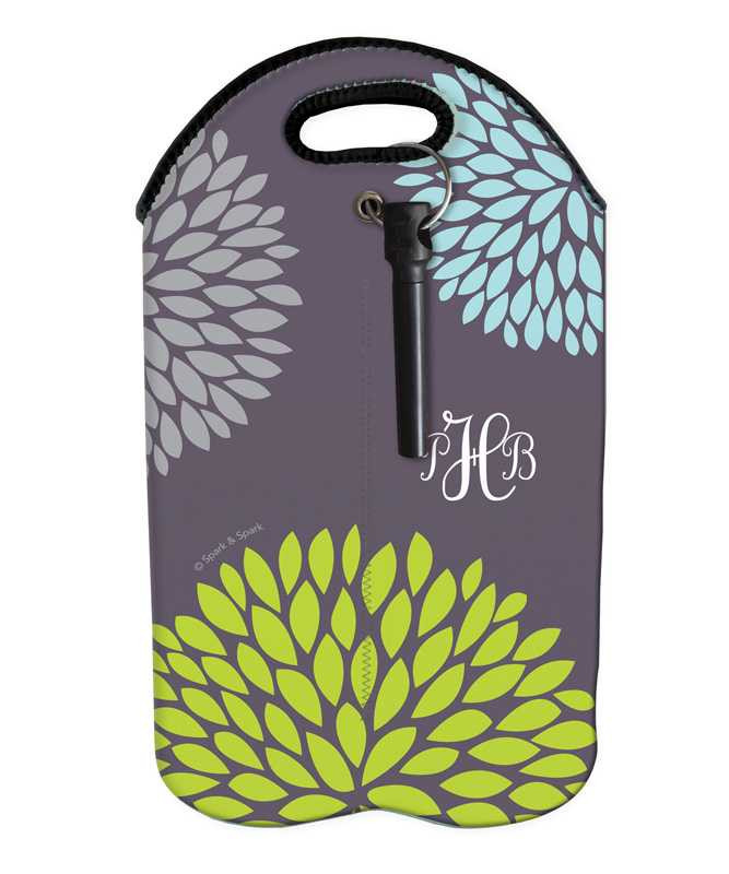Pom Pom Flowers Grey Wine Tote