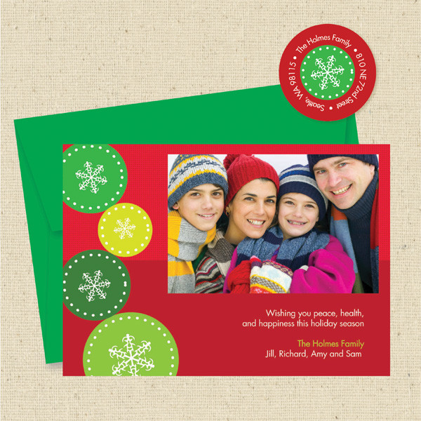 Shown with optional green envelope and matching return address label