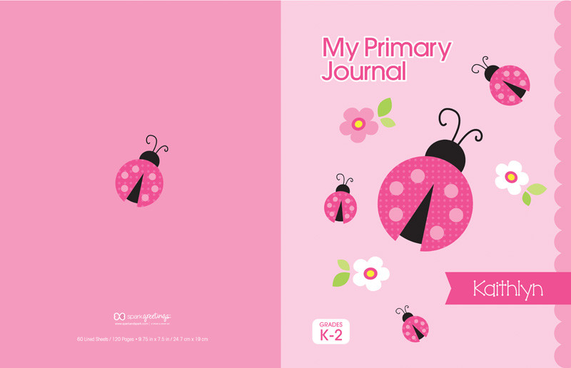 Sweet Pink Lady Bug Personalized Primary Journal