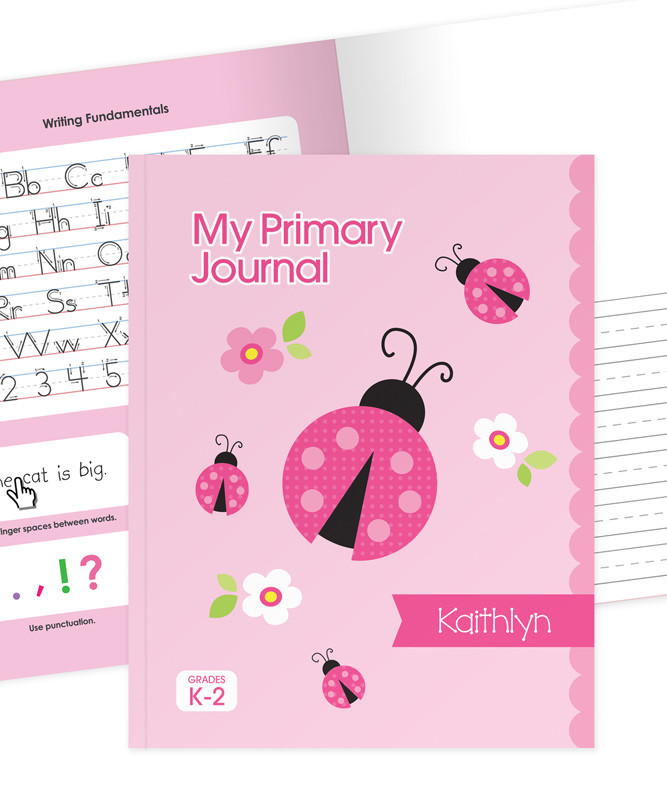 Sweet Pink Lady Bug Personalized Primary Journal
