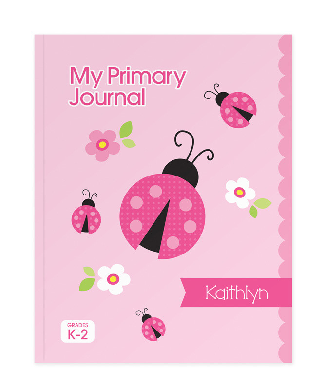 Sweet Pink Lady Bug Personalized Primary Journal