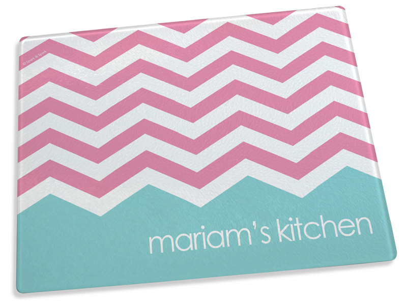 Aqua Bar with Chevrons Cutting Board