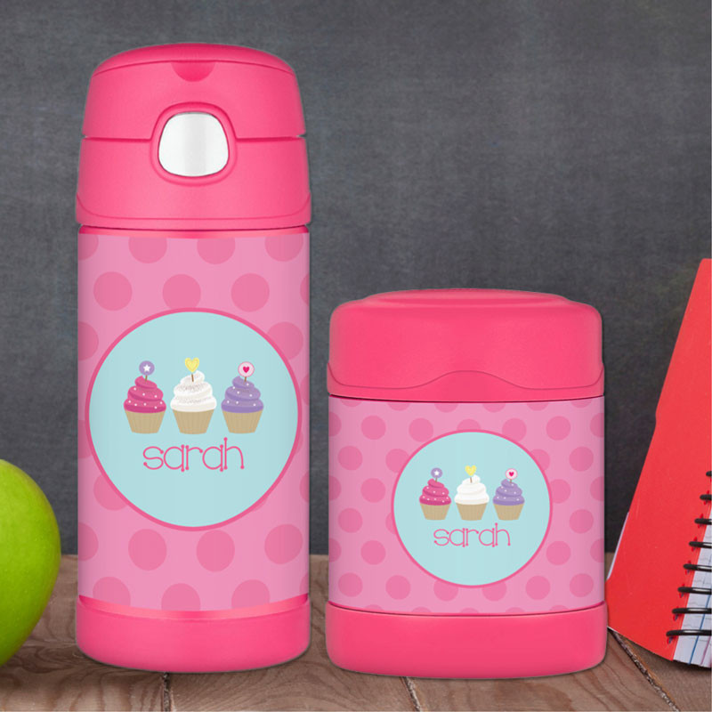 Three Cupcakes Personalized Thermos For Kids