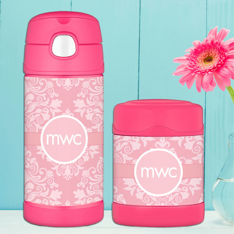 Pink Sweet Damask Thermos Bottle