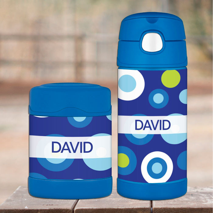 Circles and Circles Blue Thermos Bottle