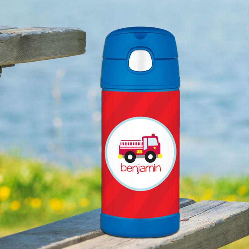 Cute Little Firetruck Personalized Funtainer Bottle