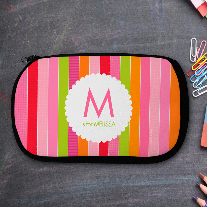 Bold And Fun Stripes Personalized Pencil Case For Kids