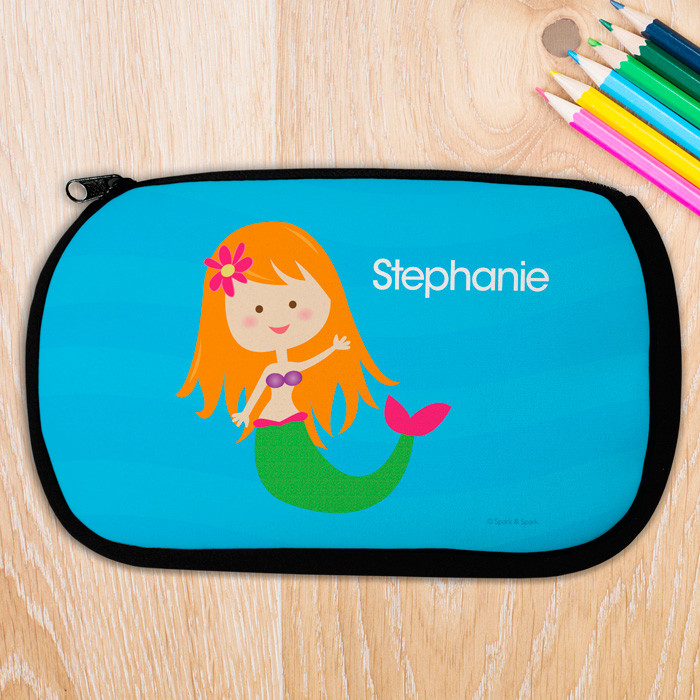 Red Hair Cute Mermaid Pencil Case