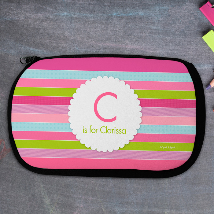 Pastel Stripes Personalized Pencil Case For Kids