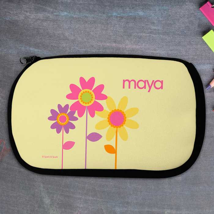 Three Spring Blooms Personalized Pencil Case For Kids