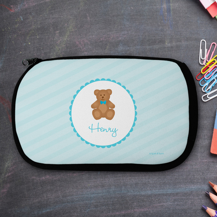Cute Blue Teddy Bear Pencil Case by Spark & Spark