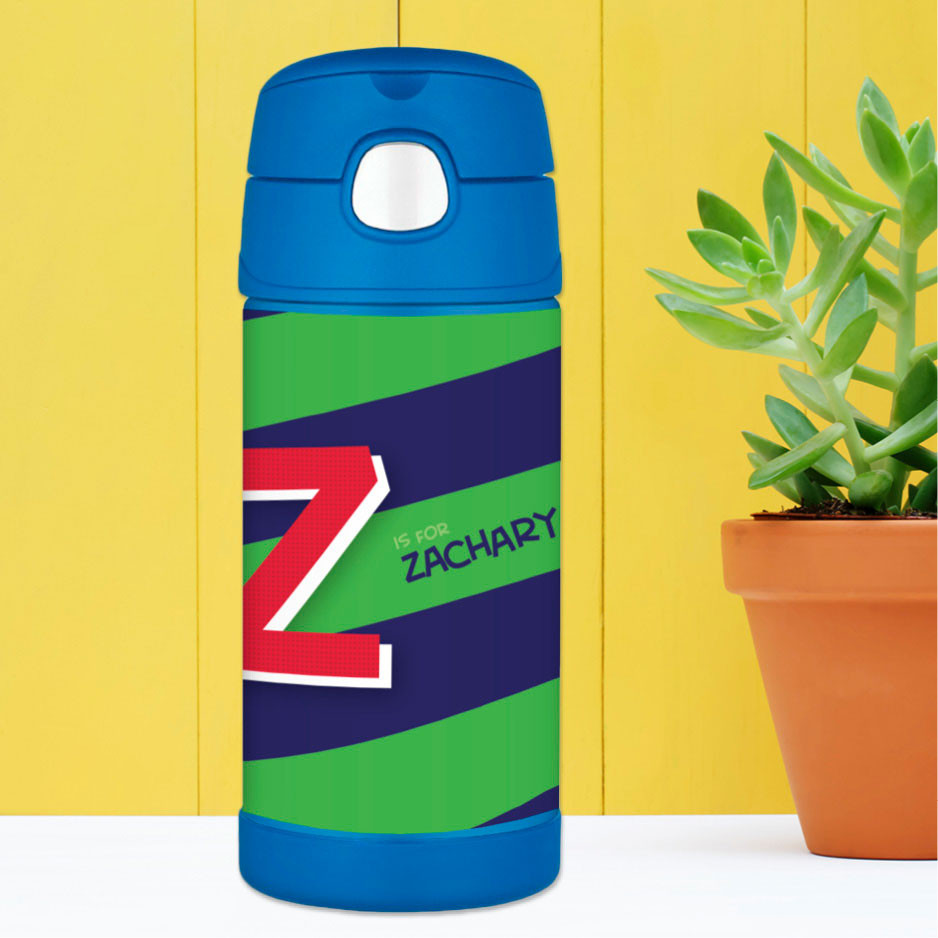 Brilliant Initial Green Thermos Bottle