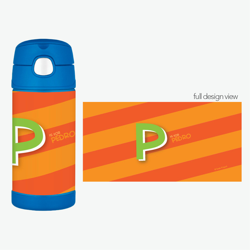 Brilliant Initial Orange Thermos Bottle