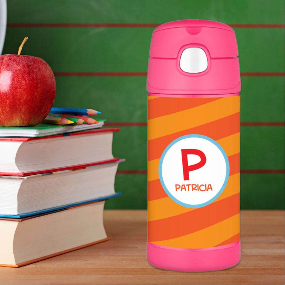 Fun Initials Orange Thermos Bottle