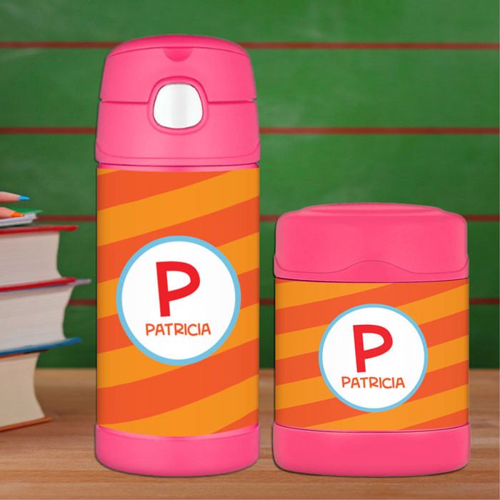 Fun Initials Orange Thermos Bottle
