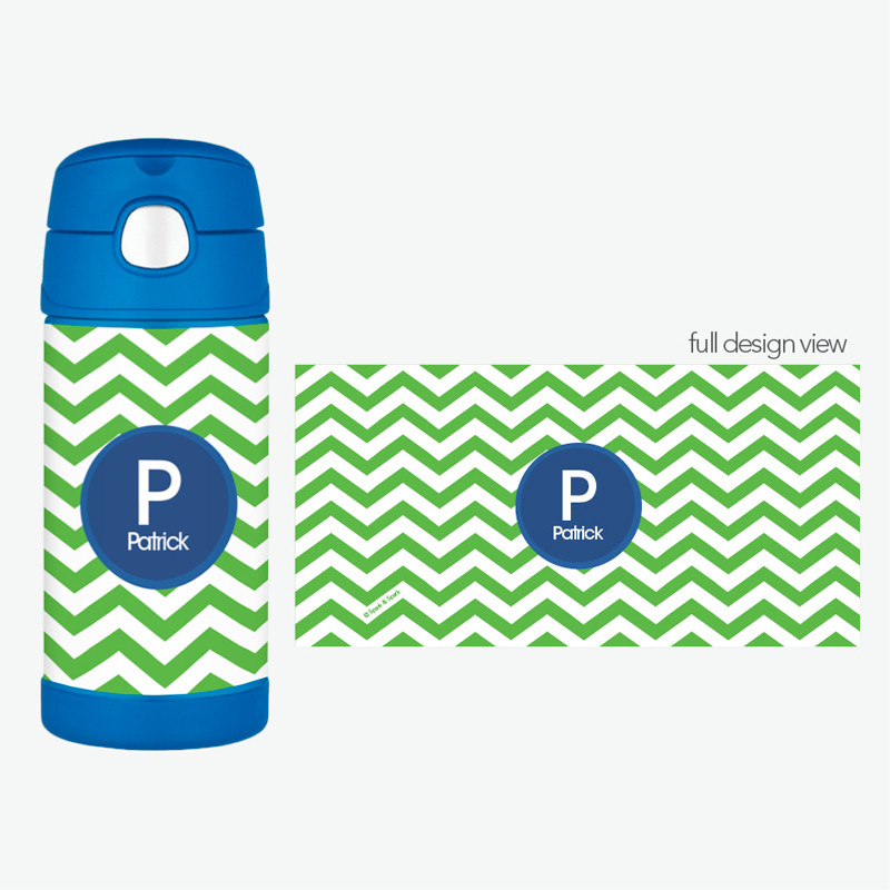 Chevron Green and Blue Thermos Bottle