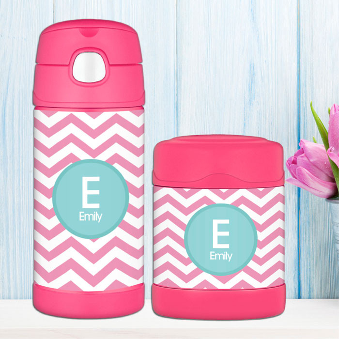 Chevron Pink And Aqua Thermos Bottle