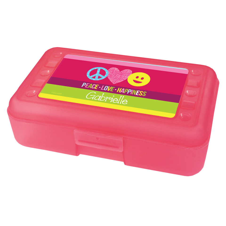 Peace & Love Signs Personalized Pencil Box