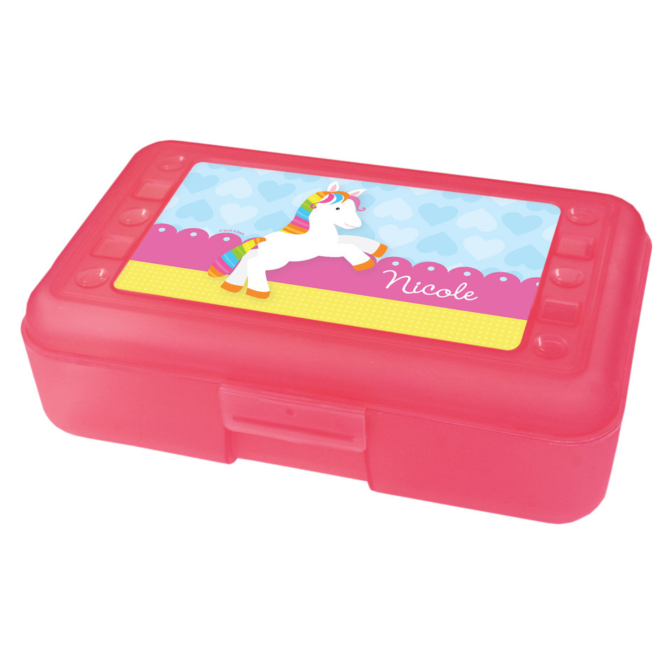 Cute Rainbow Pony Personalized Pencil Box