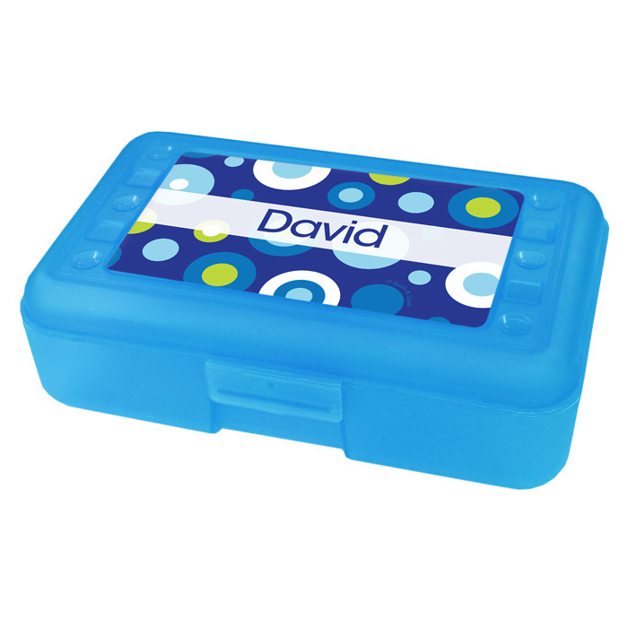 Circles and Circles Blue Personalized Pencil Box