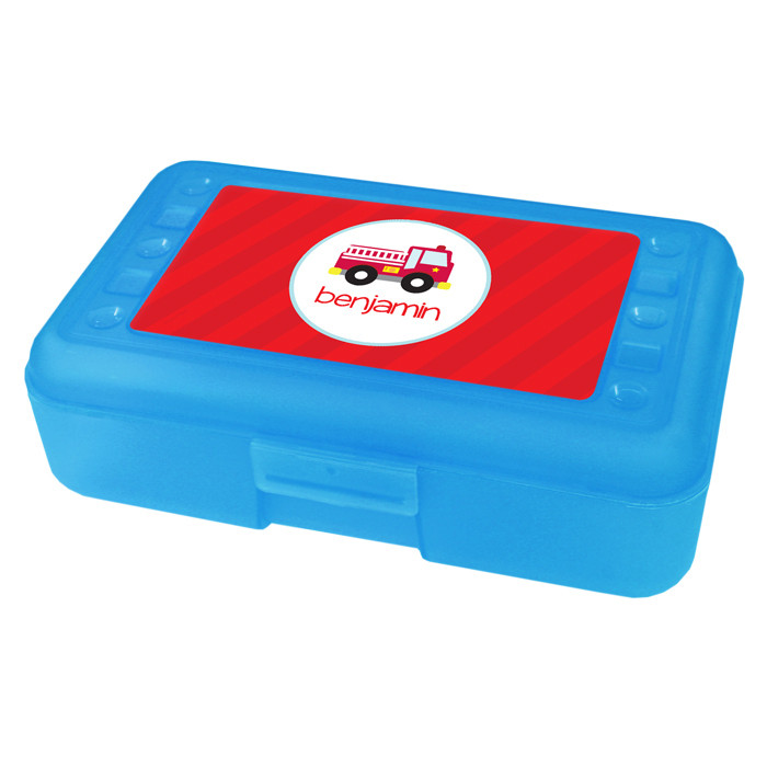 Cute Little Fire Truck Personalized Pencil Box