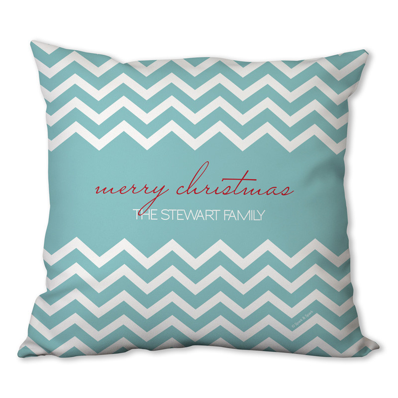 Fancy Zig Zags (Blue) Personalized Pillow