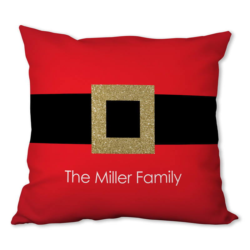 Santa's Shiny Belt Buckle Personalized Pillow